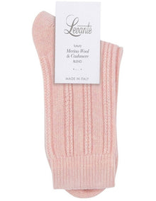 Angelina Cable Crew Sock in Rosette