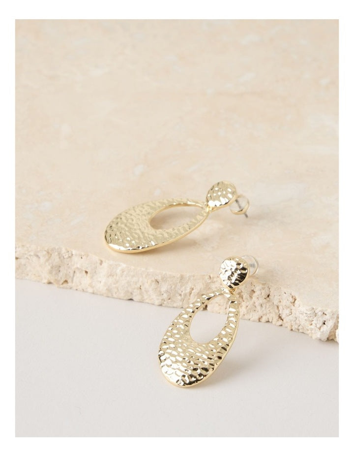 Textured Drop Earring in Gold