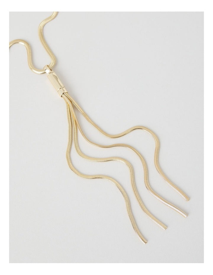 Snake Chain Lariat in Gold