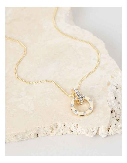 Gold Diamante Studded Circle Necklace