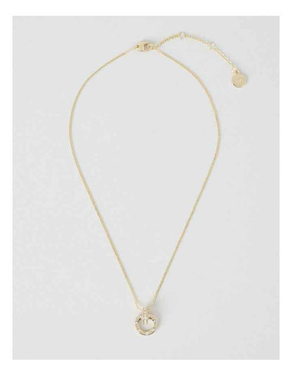 Gold Diamante Studded Circle Necklace