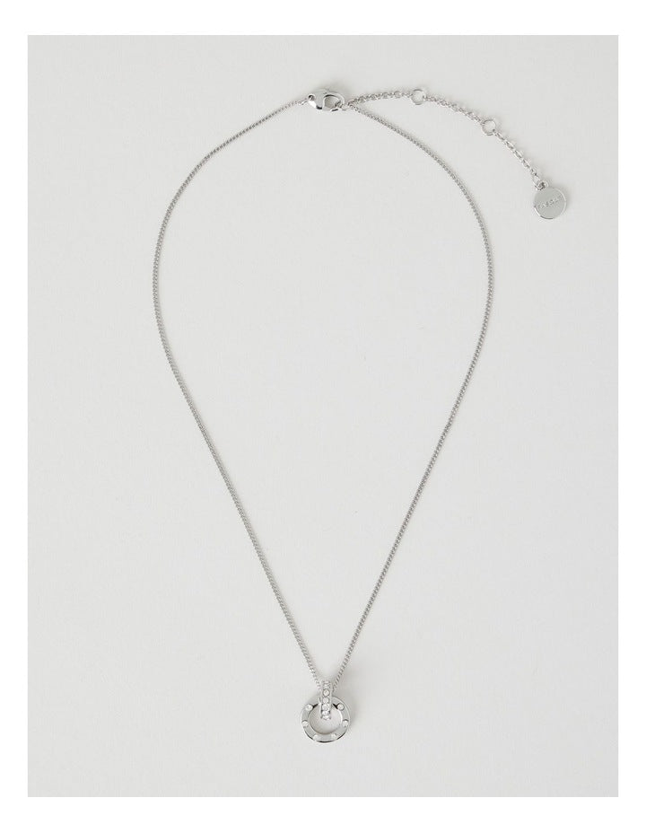 Silver Diamante Studded Circle Necklace