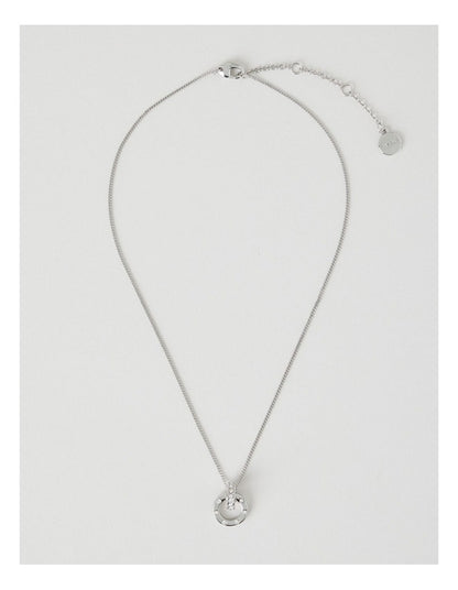 Silver Diamante Studded Circle Necklace