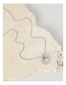 Silver Diamante Studded Circle Necklace