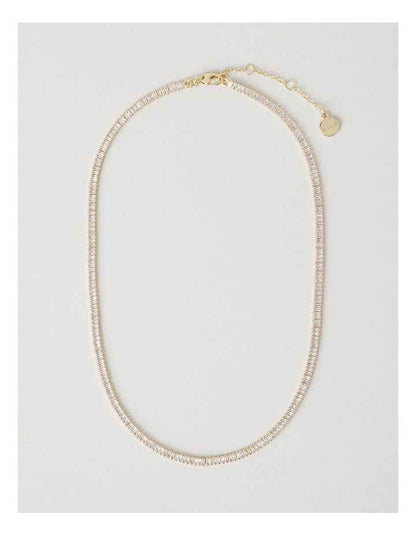Rectangle Tennis Necklace in Gold