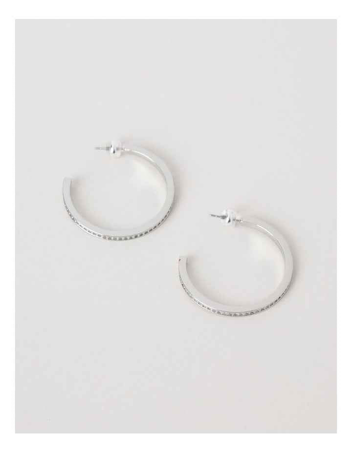 Diamante Open Hoop in Silver