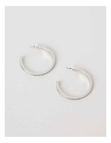 Diamante Open Hoop in Silver