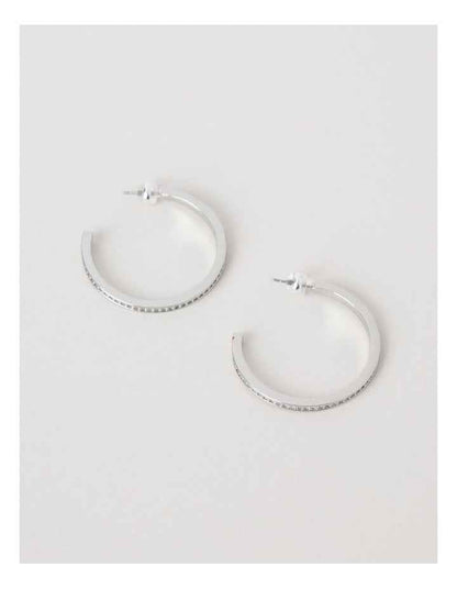 Diamante Open Hoop in Silver