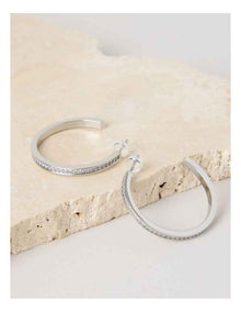 Diamante Open Hoop in Silver