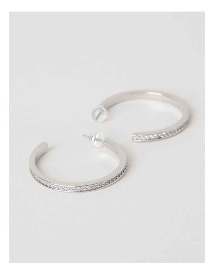 Diamante Open Hoop in Silver