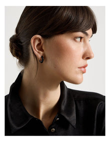 Enamel Hoop Earrings in Black and Gold