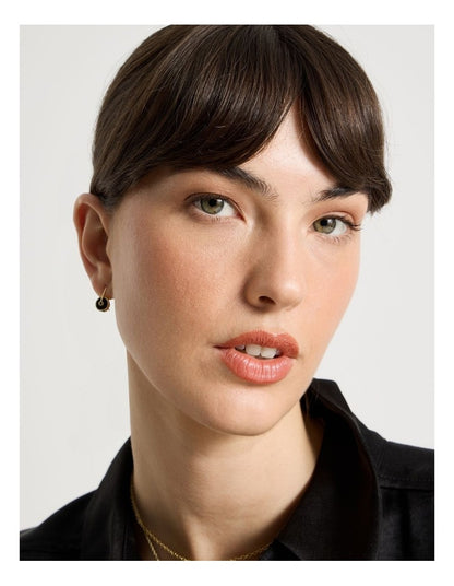 Enamel Disc Hook Earrings in Gold and Black