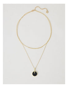 Enamel Disc Layered Necklace in Gold and Black