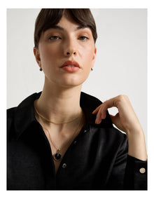 Enamel Disc Layered Necklace in Gold and Black