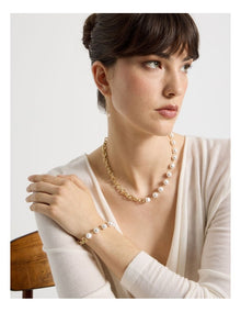 Gold Chain and Pearl Bracelet