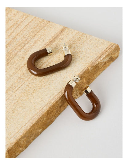 Tigereye Resin Hoop Earrings