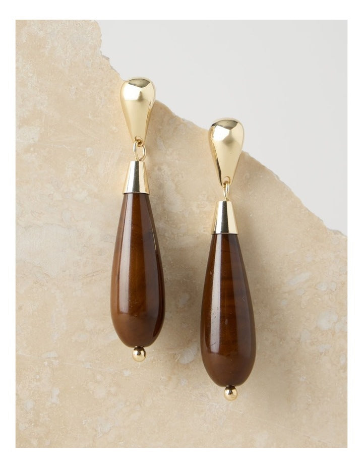 Tiger Eye Resin Drop Earrings