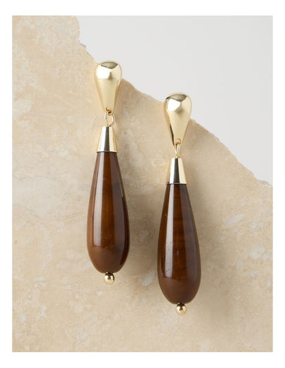 Tiger Eye Resin Drop Earrings