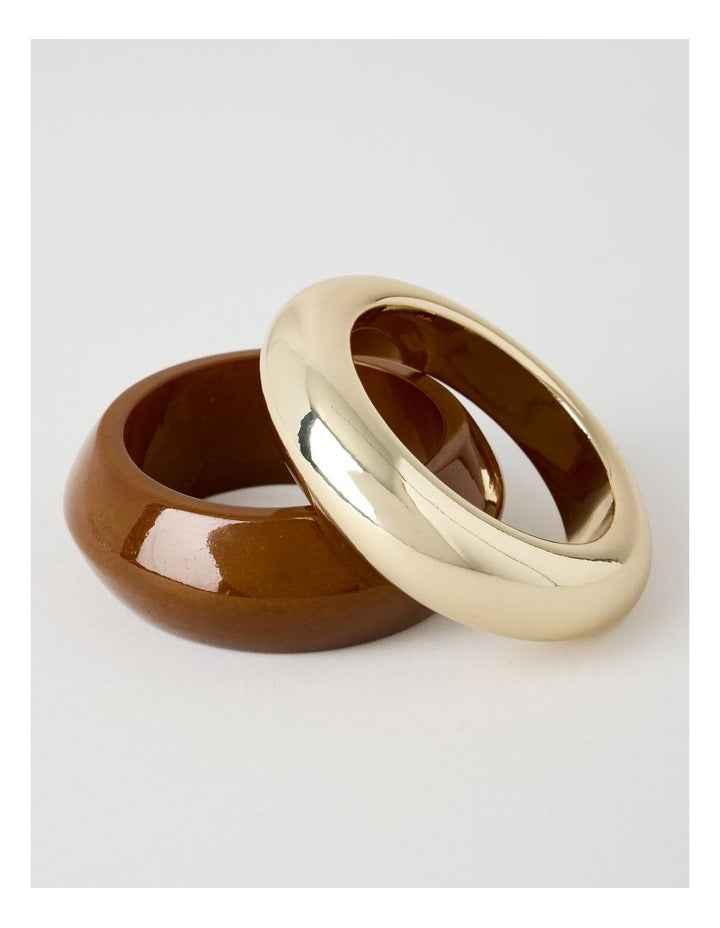Resin Bangle in Zephyr Tiger Eye and Gold 2 Pack