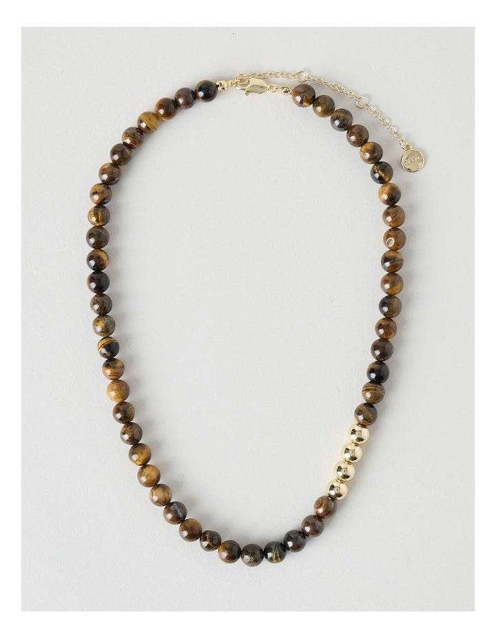 Stone Beaded Necklace with Tiger Eye