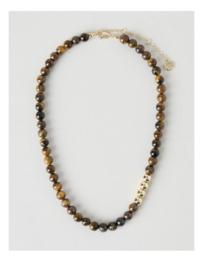Stone Beaded Necklace with Tiger Eye