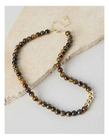 Stone Beaded Necklace with Tiger Eye
