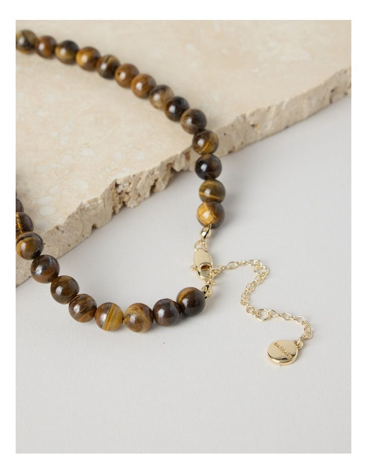 Stone Beaded Necklace with Tiger Eye