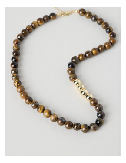 Stone Beaded Necklace with Tiger Eye