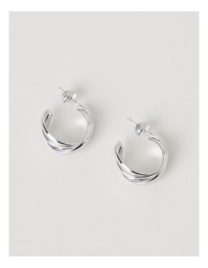 Texture Hoop Earring in Silver