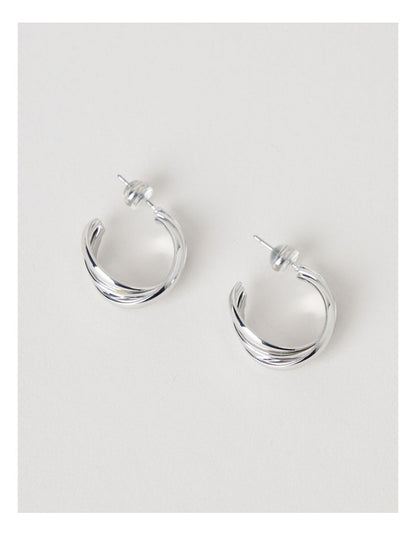 Texture Hoop Earring in Silver