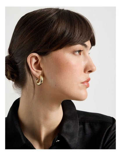 Chunky Twist Hoops in Gold