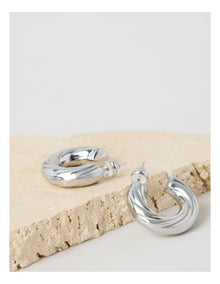 Chunky Twist Hoops in Silver