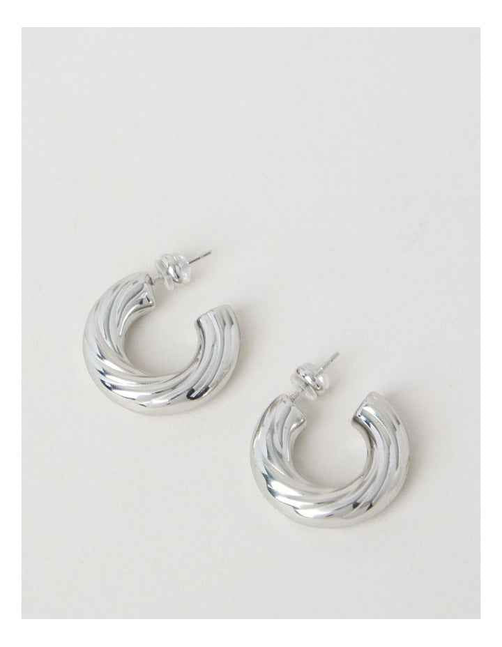 Chunky Twist Hoops in Silver
