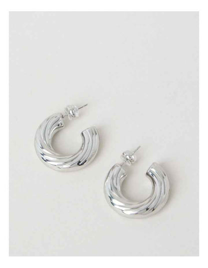 Chunky Twist Hoops in Silver
