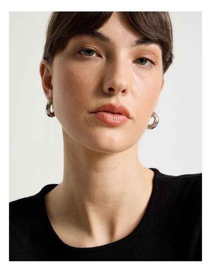 Chunky Twist Hoops in Silver