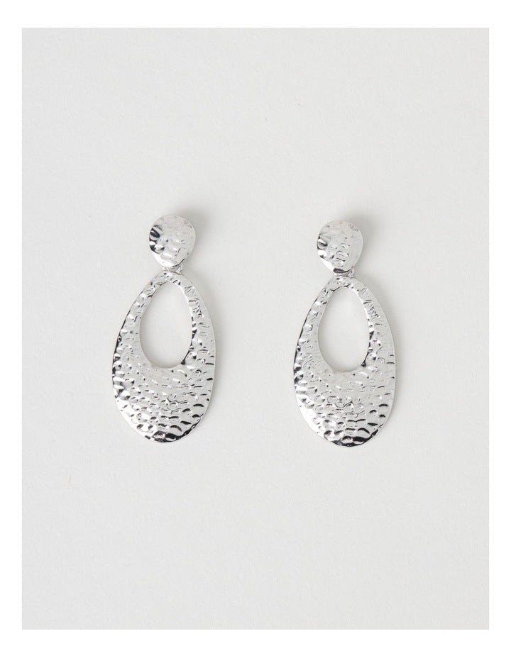 Textured Drop Earring in Silver