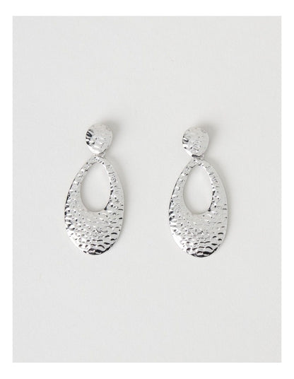 Textured Drop Earring in Silver