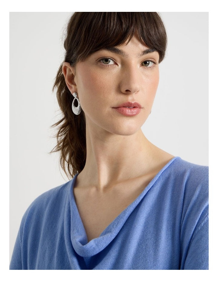 Textured Drop Earring in Silver