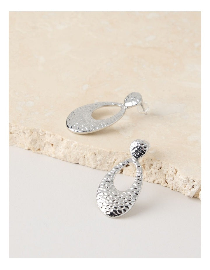 Textured Drop Earring in Silver