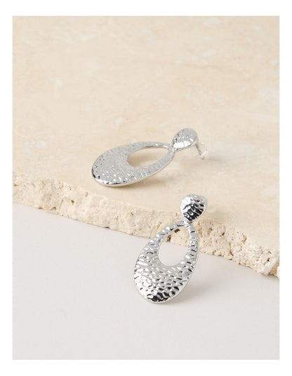 Textured Drop Earring in Silver