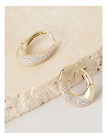 Twisted Diamante Hoops in Gold