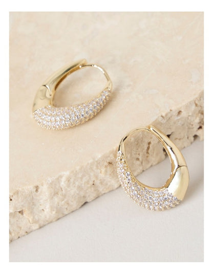 Twisted Diamante Hoops in Gold