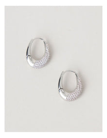 Twisted Diamante Hoops in Silver