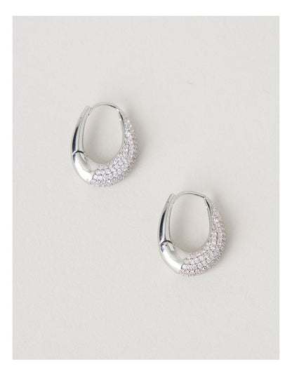 Twisted Diamante Hoops in Silver
