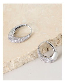 Twisted Diamante Hoops in Silver