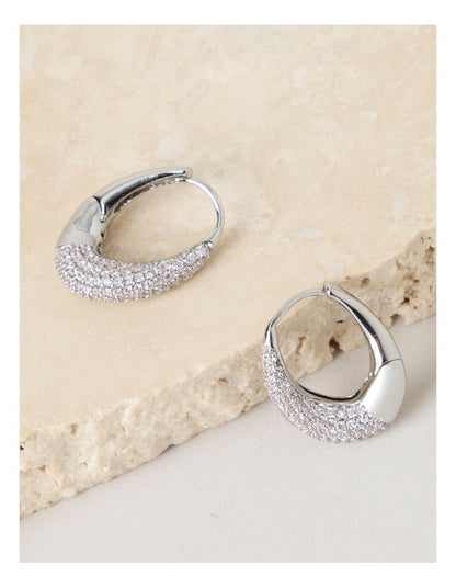 Twisted Diamante Hoops in Silver