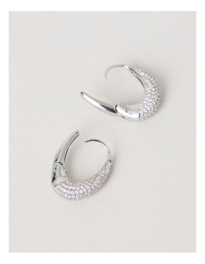 Twisted Diamante Hoops in Silver
