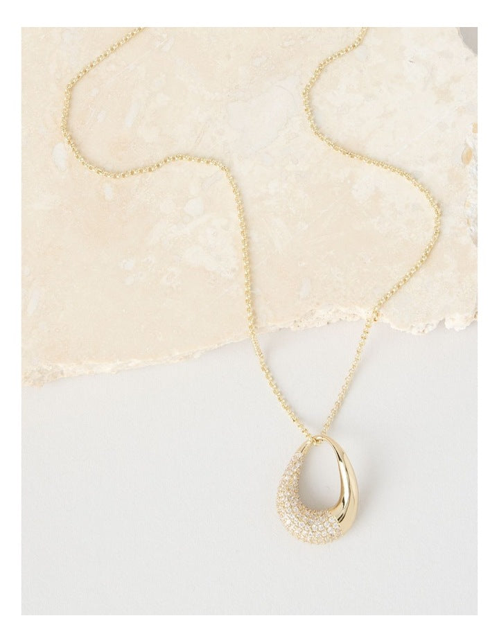 Gold Twisted Diamante Pendant Necklace