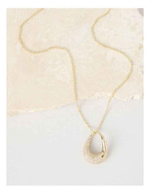 Gold Twisted Diamante Pendant Necklace