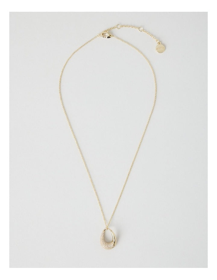 Gold Twisted Diamante Pendant Necklace
